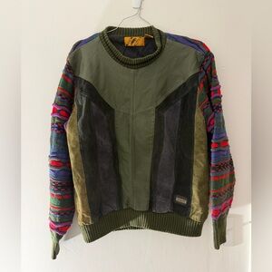 Vintage Trutus Biancarra Monobaik Coogi Style Knit Colorful Leather Size Large